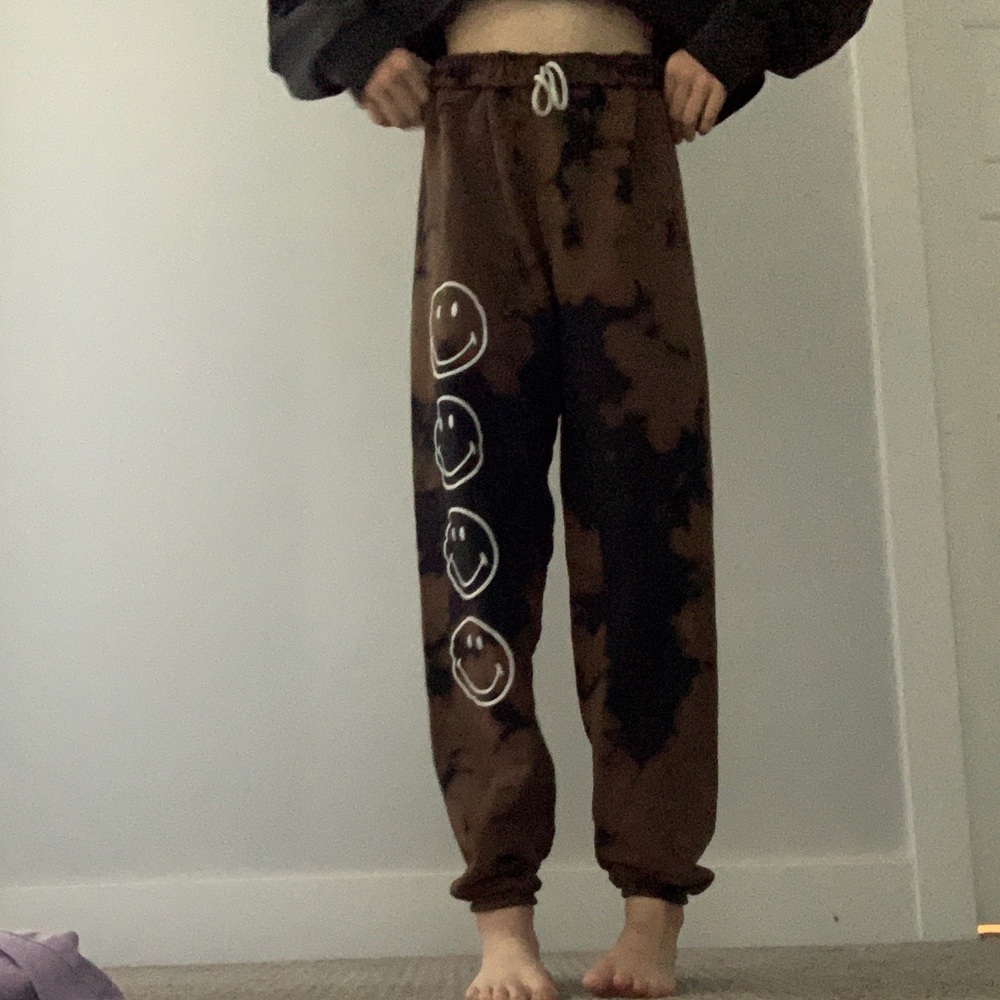 smiley face bleached sweats from pacsun